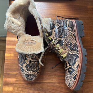 Grenson Snake-Print Shearling-Lined Hiker Boots (Size 9 US / UK 7.5)